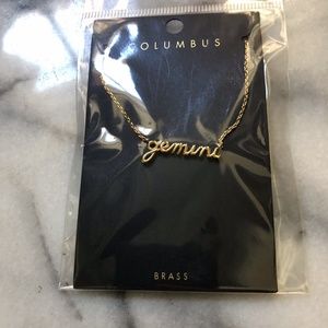 Gemini Zodiac Necklace 14K Gold Plated